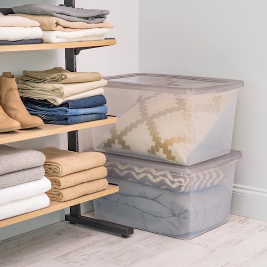 IRIS® 58qt. Clear Snap Top Storage Box with Gray Lid
